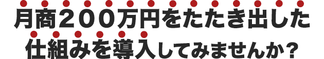 月商２００万円をたたき出した仕組みを導入してみませんか？